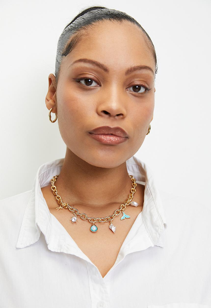 Imogen ocean charm chain necklace - gold