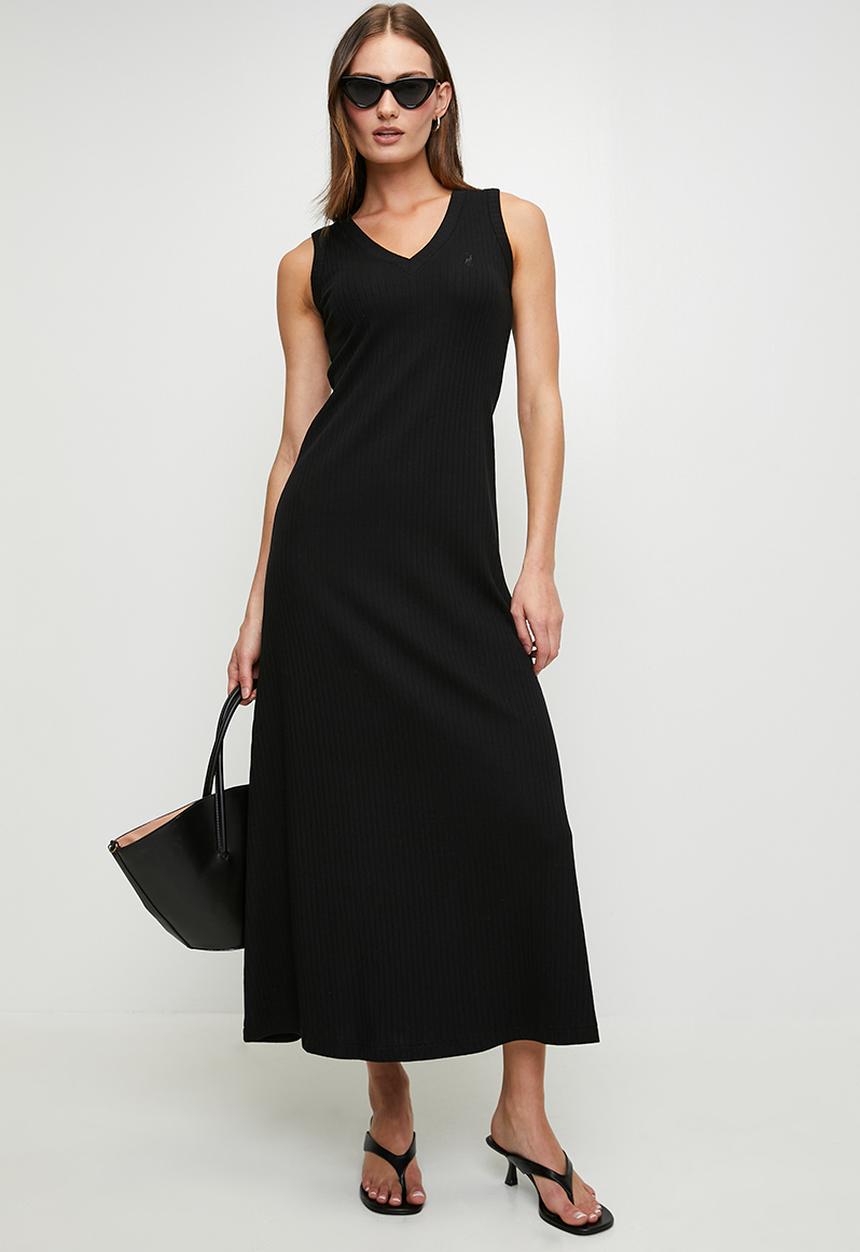 POLO - Wmn Madison s/l Rib Dress - Black
