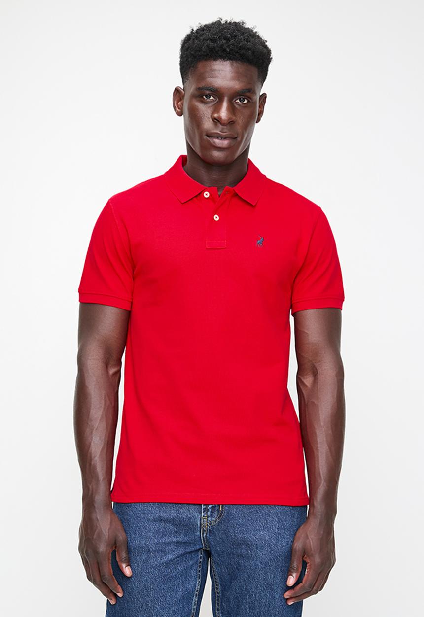 POLO - Mens stretch pique short sleeve golfer - red