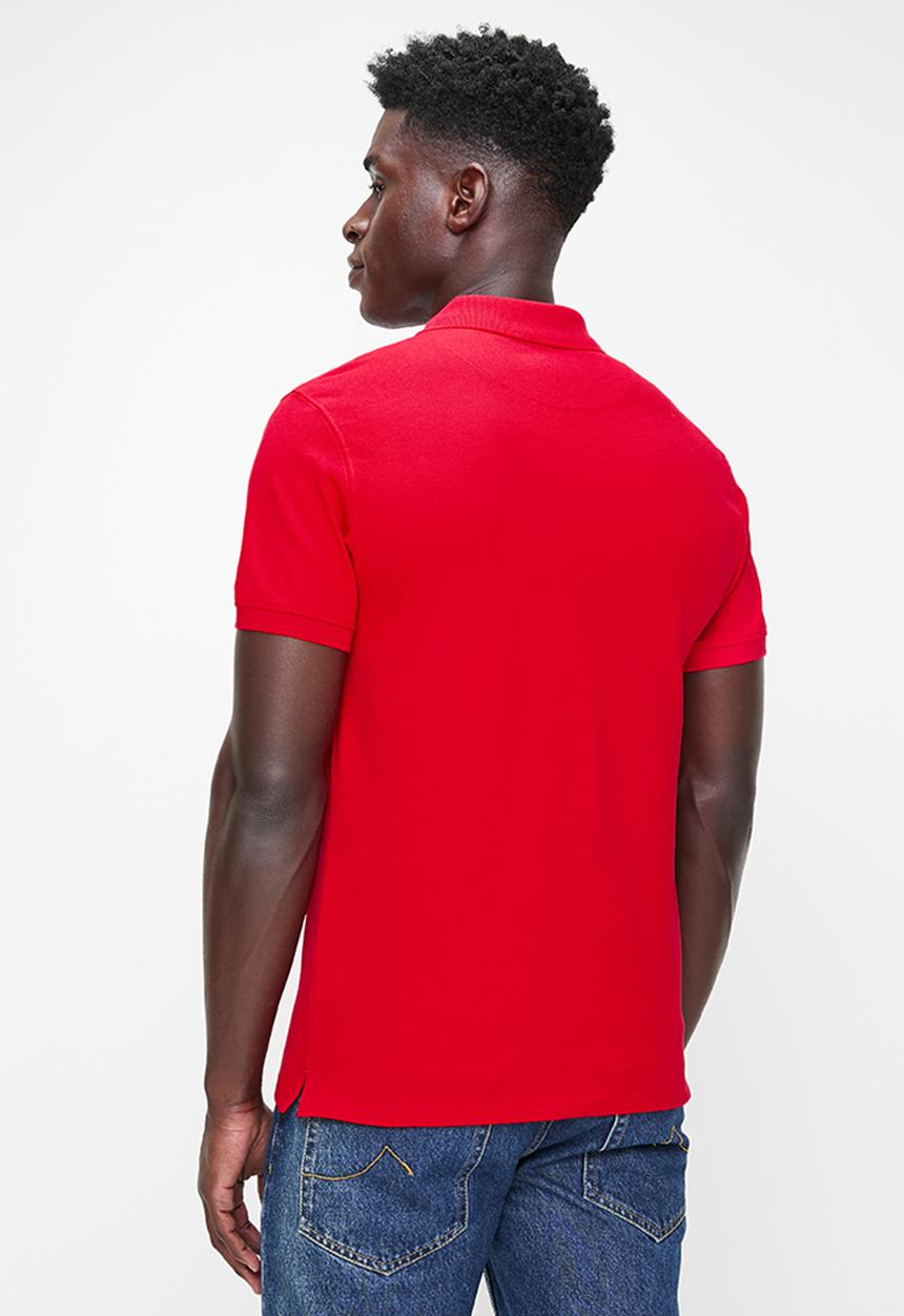 POLO - Mens stretch pique short sleeve golfer - red
