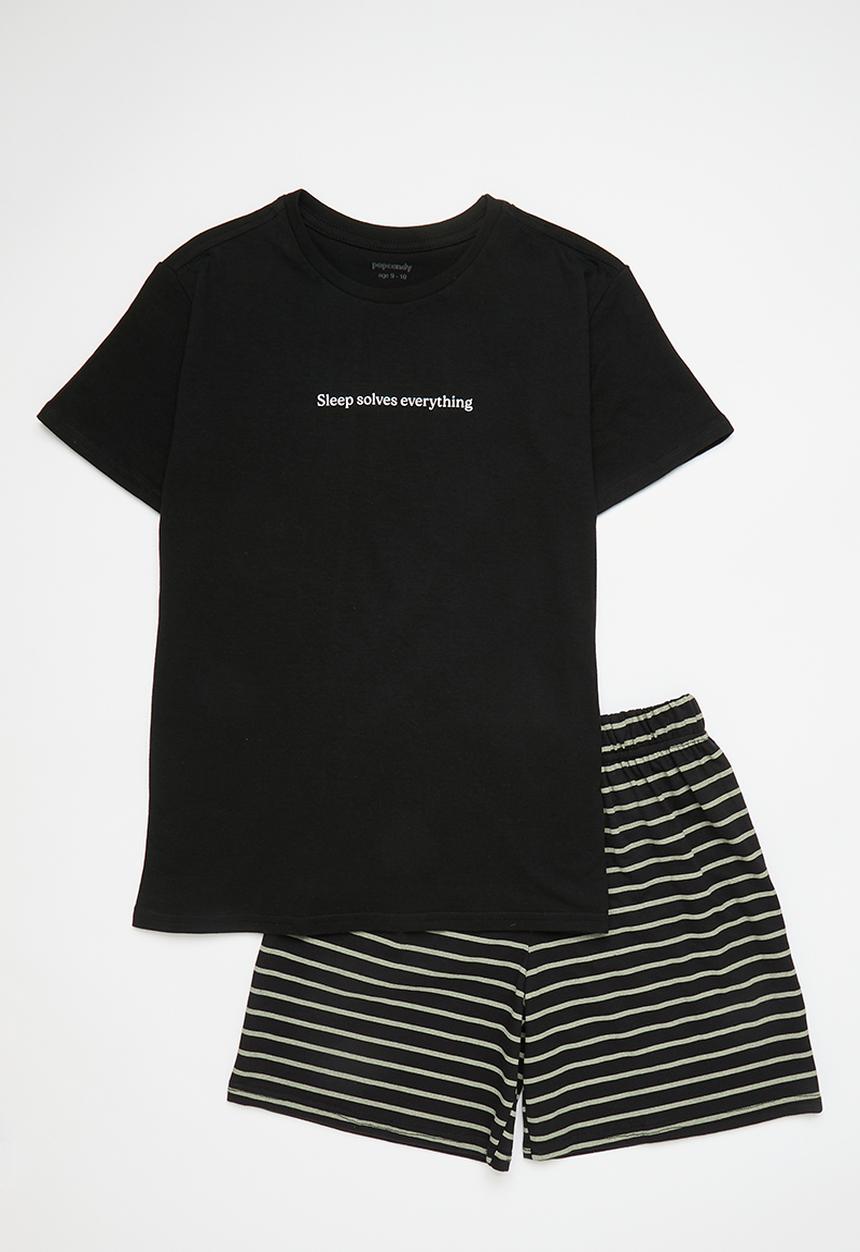 Pop Candy - Shorts Pj Set - black/black stripe