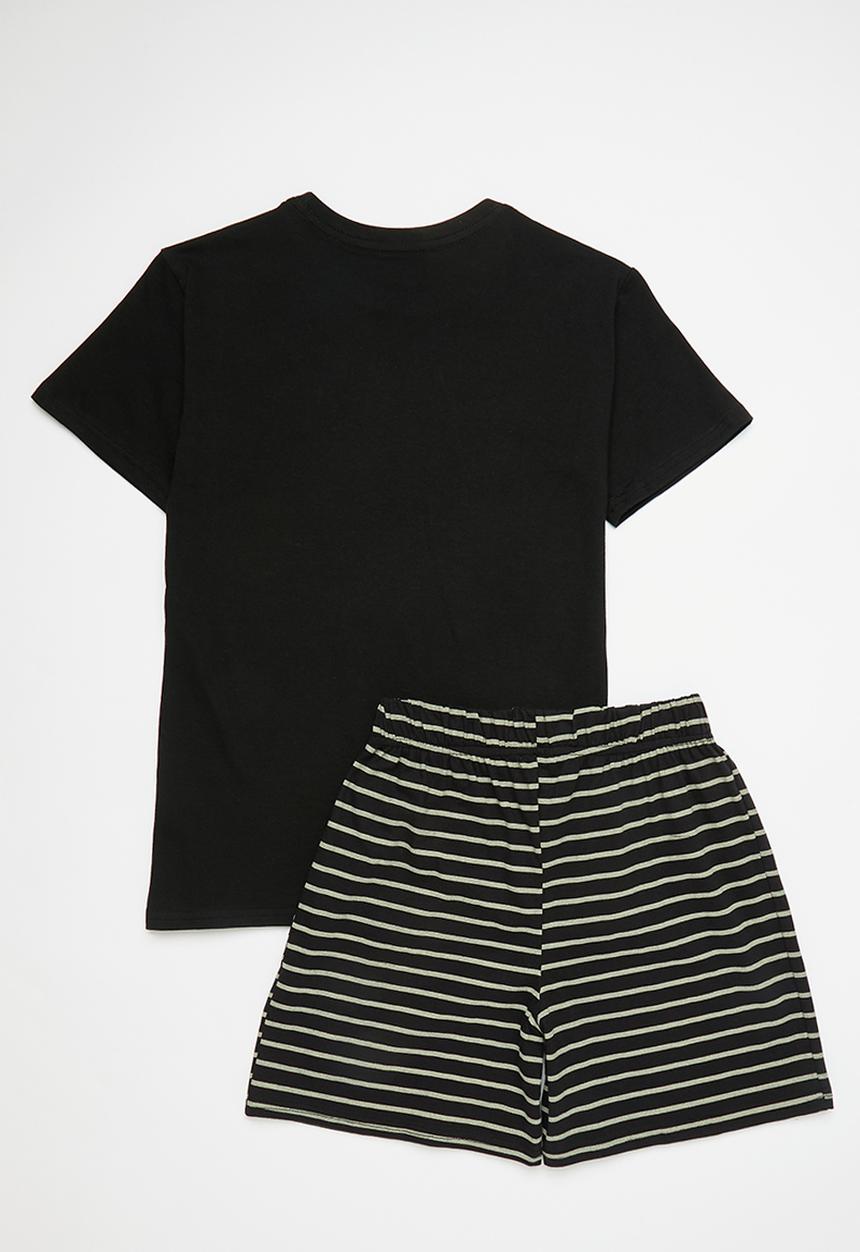 Pop Candy - Shorts Pj Set - black/black stripe