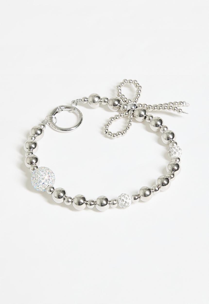 Tessa Design - Andrea beaded bow bag charm - silver