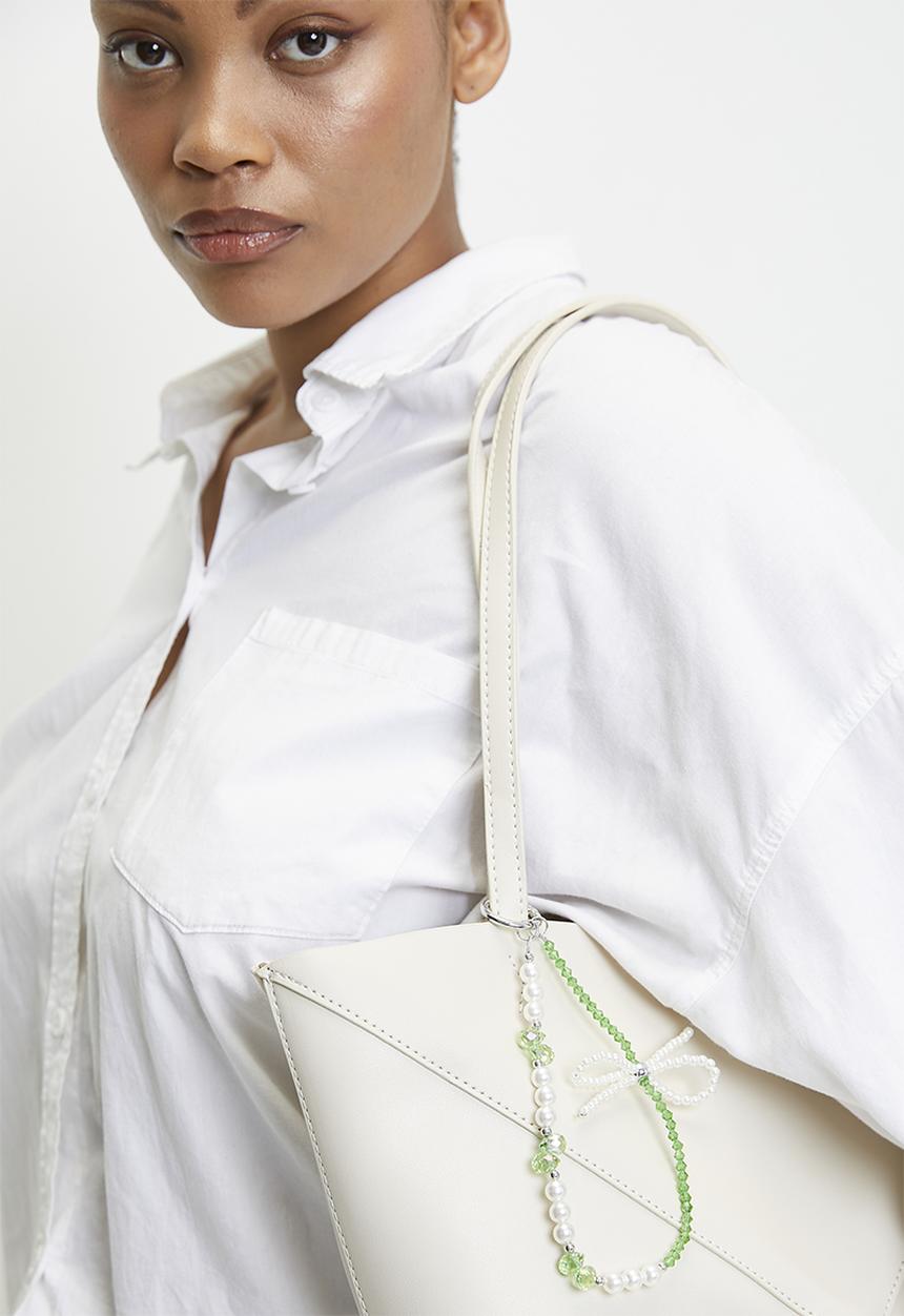 Tessa Design - Gabriella beaded pearl bag charm accessory - green