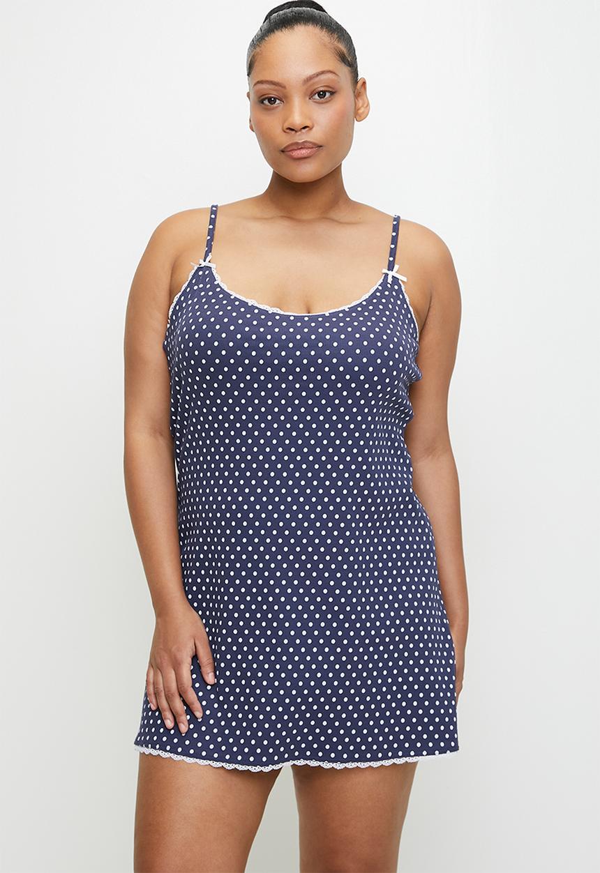 Cotton On - Plus 90 S Cami Nightie - Navy Vision Stacy Polka Dots