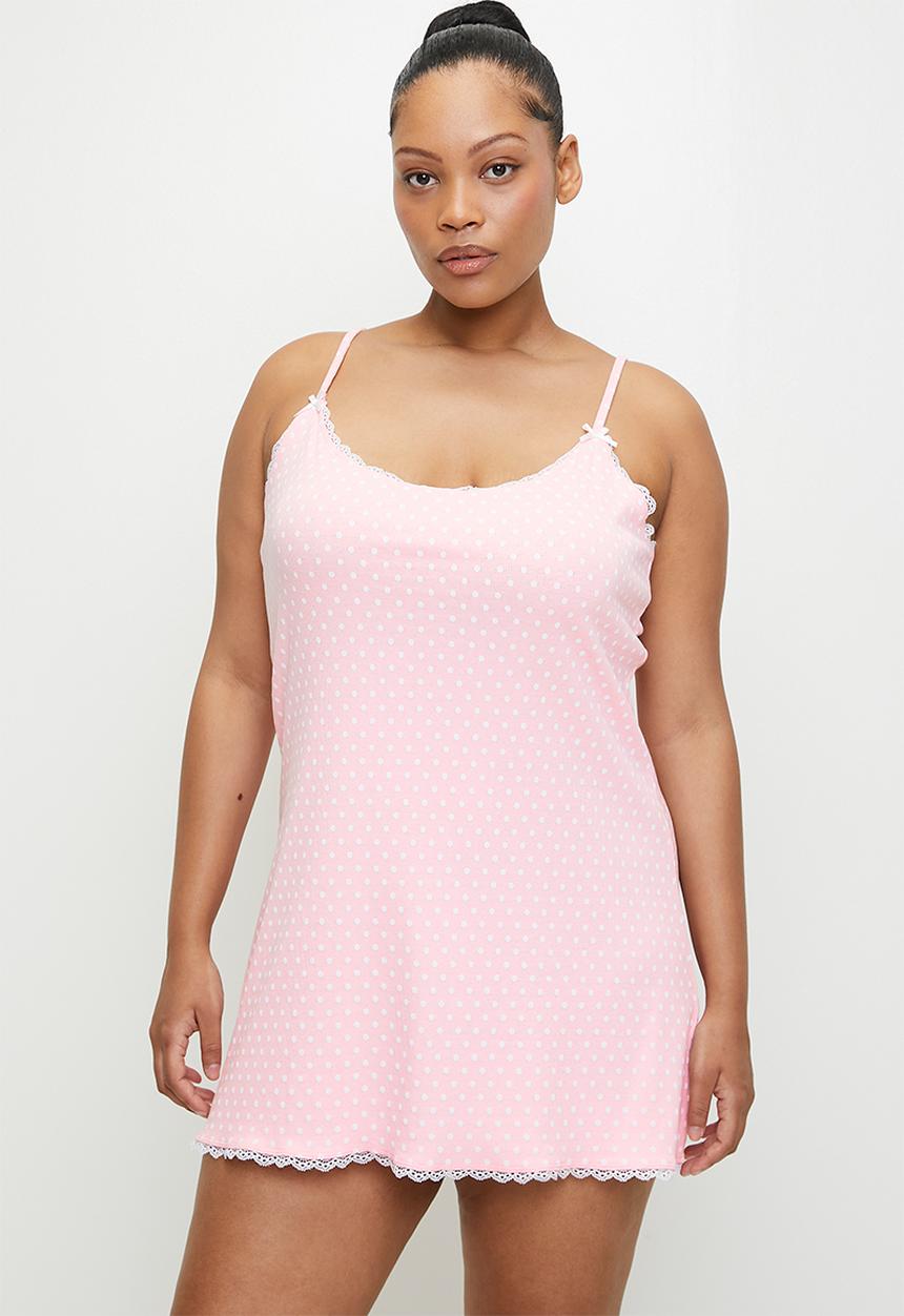 Cotton On - Plus 90 S Cami Nightie - Blushing Bride Stacy Polka Dots