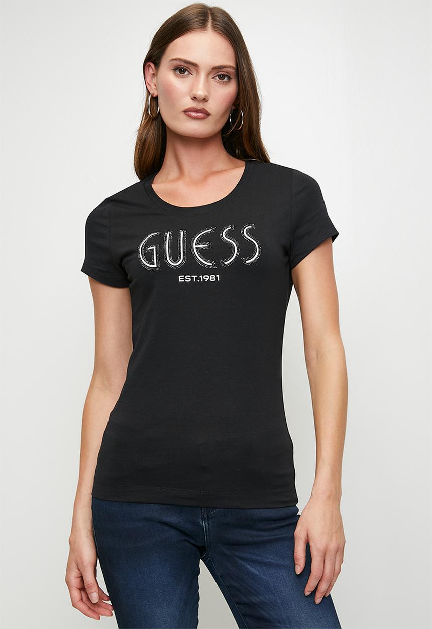 GUESS - Cn Ss Guess Logo Tee - Jet Black A996