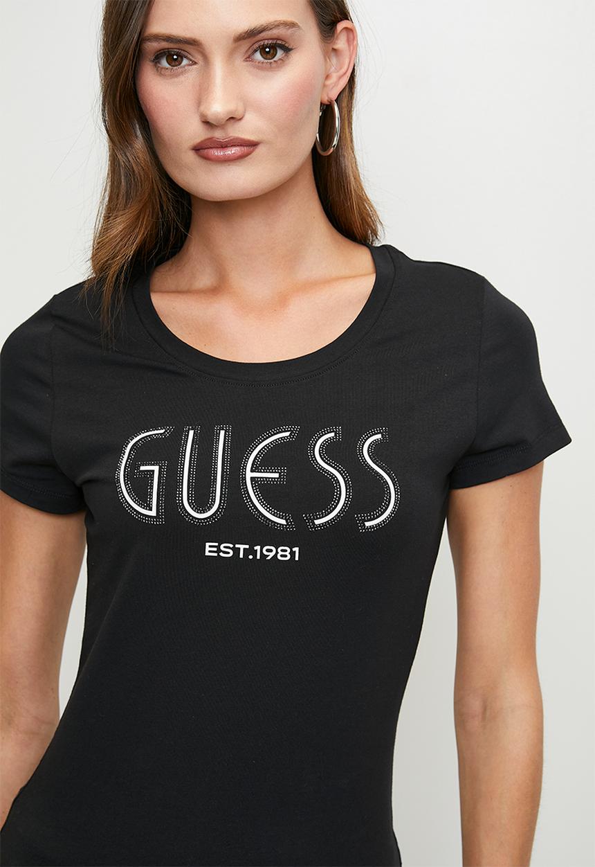 GUESS - Cn Ss Guess Logo Tee - Jet Black A996