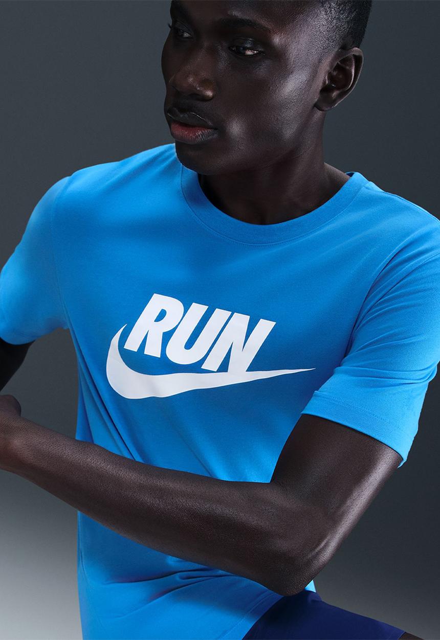 Nike - Dri-FIT Running Swoosh  T-Shirt  - Blue Hero/White