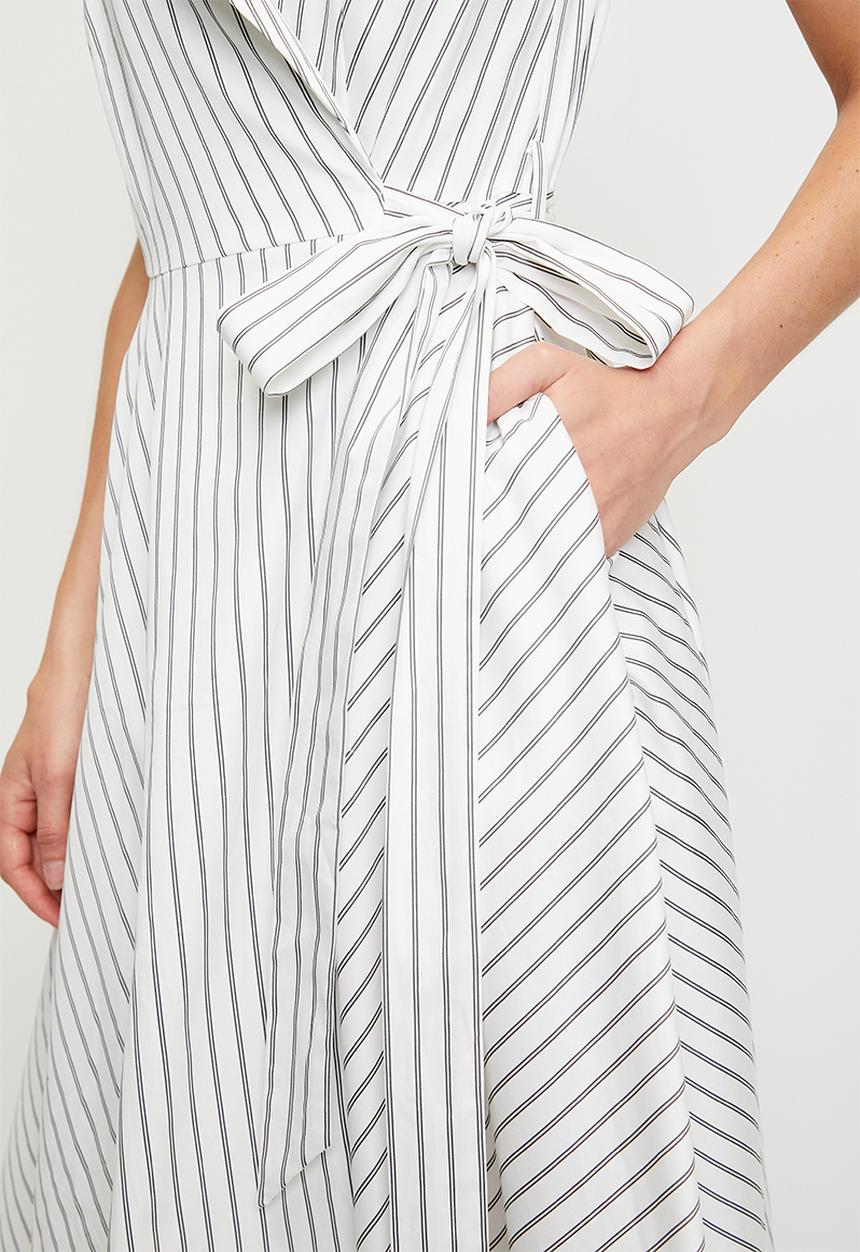 Pringle of Scotland - Kiara Cotton Wrap Stripe Dress - White