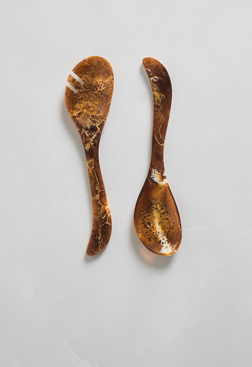 Sixth Floor - Resin serving spoons set of 2 - Brown