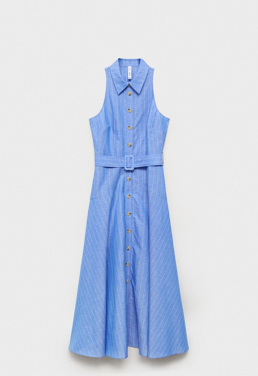 MANGO - Dress dam  -  medium blue