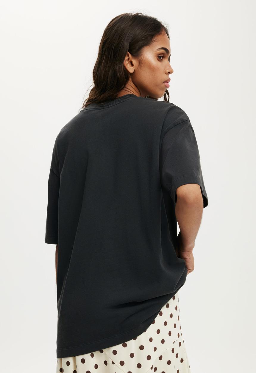 Cotton On - The lcn music premium boxy graphic tee - lcn nirvana snake/washed black