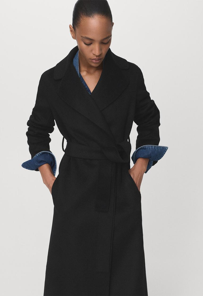 MANGO - Abrigo batin - black