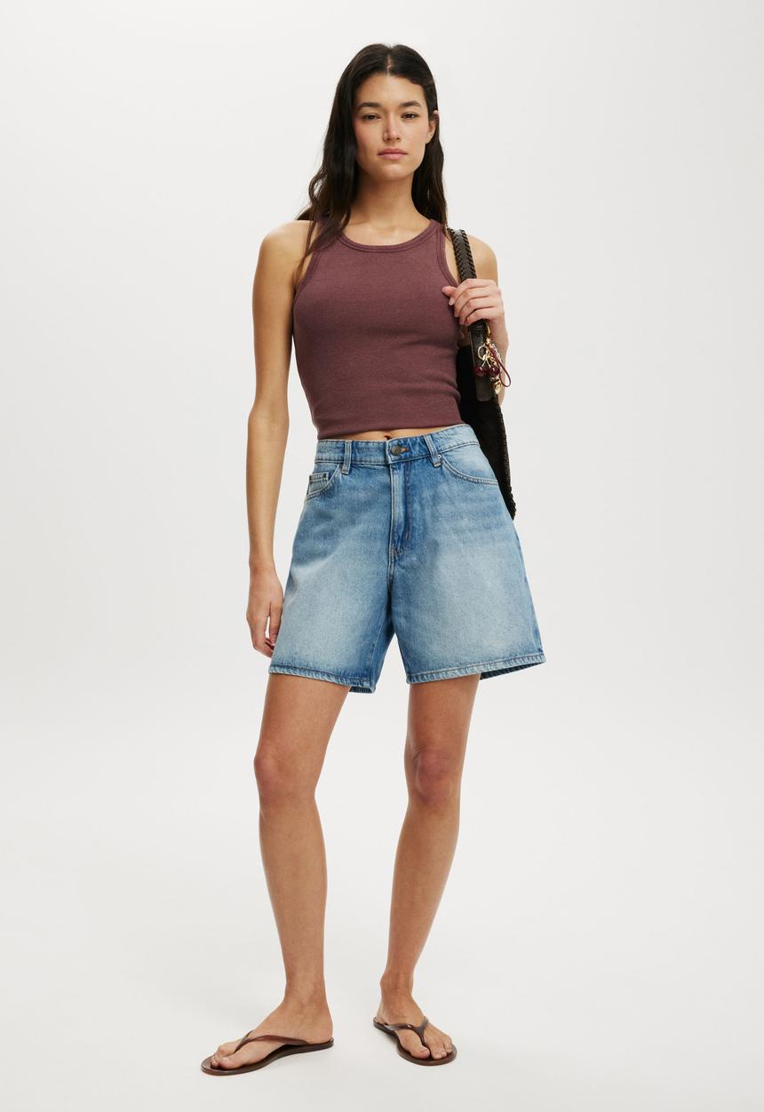 Cotton On - Relaxed Denim Short - Y2K Tint Blue
