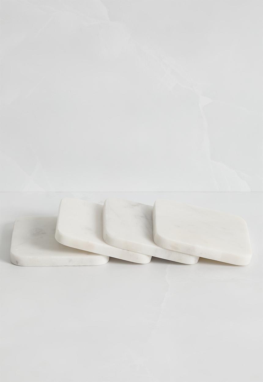 Sixth Floor - Rectangle marble coaster set of 4 - white