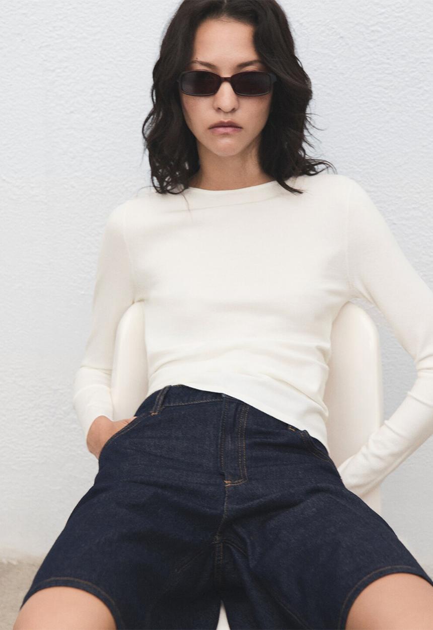 MANGO - Jersey rira - light beige