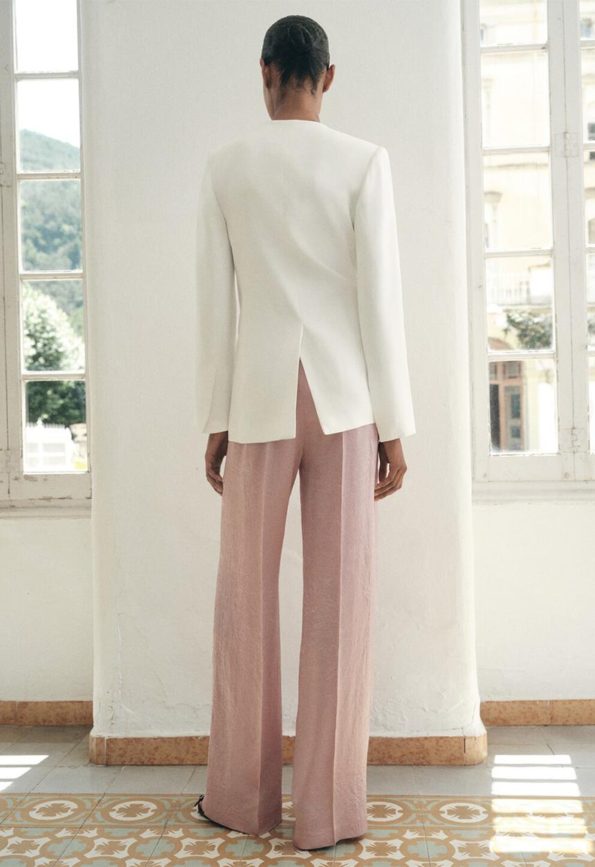 MANGO - Trousers raida - light/ pastel pink