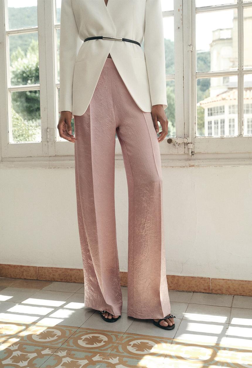 MANGO - Trousers raida - light/ pastel pink