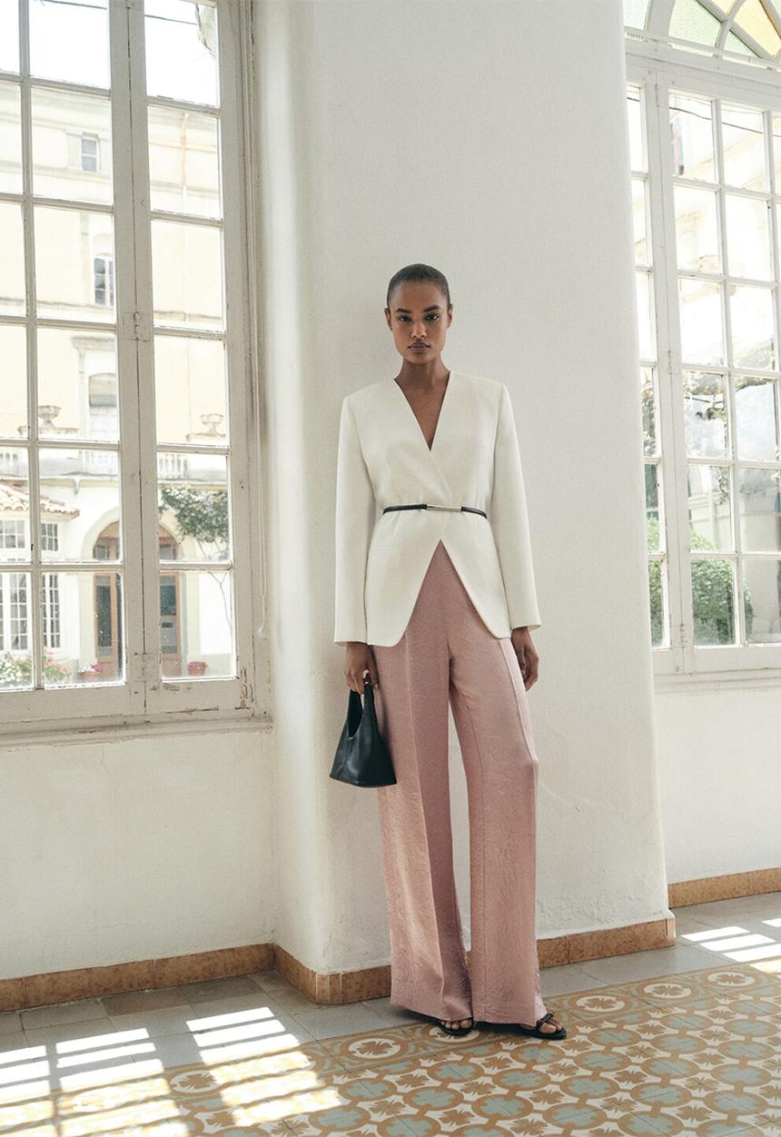MANGO - Trousers raida - light/ pastel pink