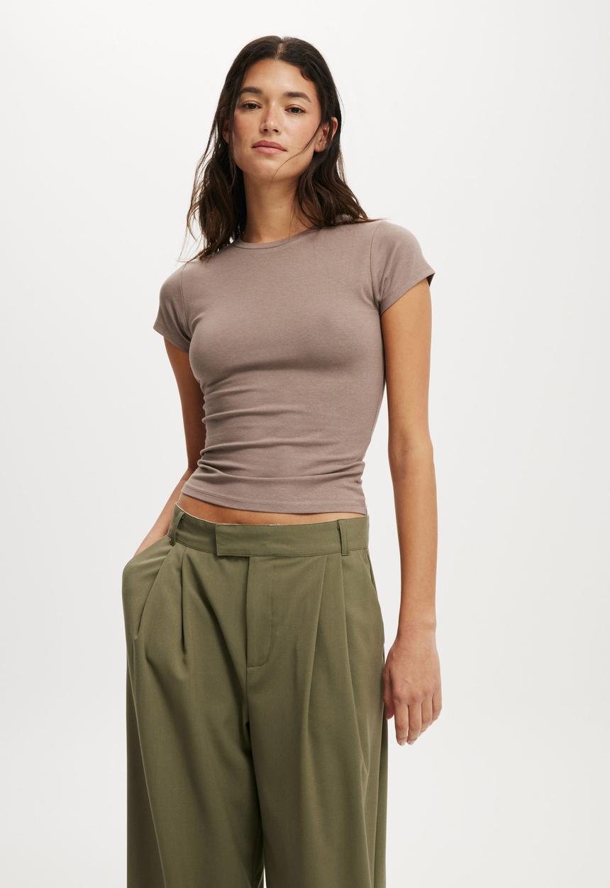 Cotton On - All day crew tee - washed mocha