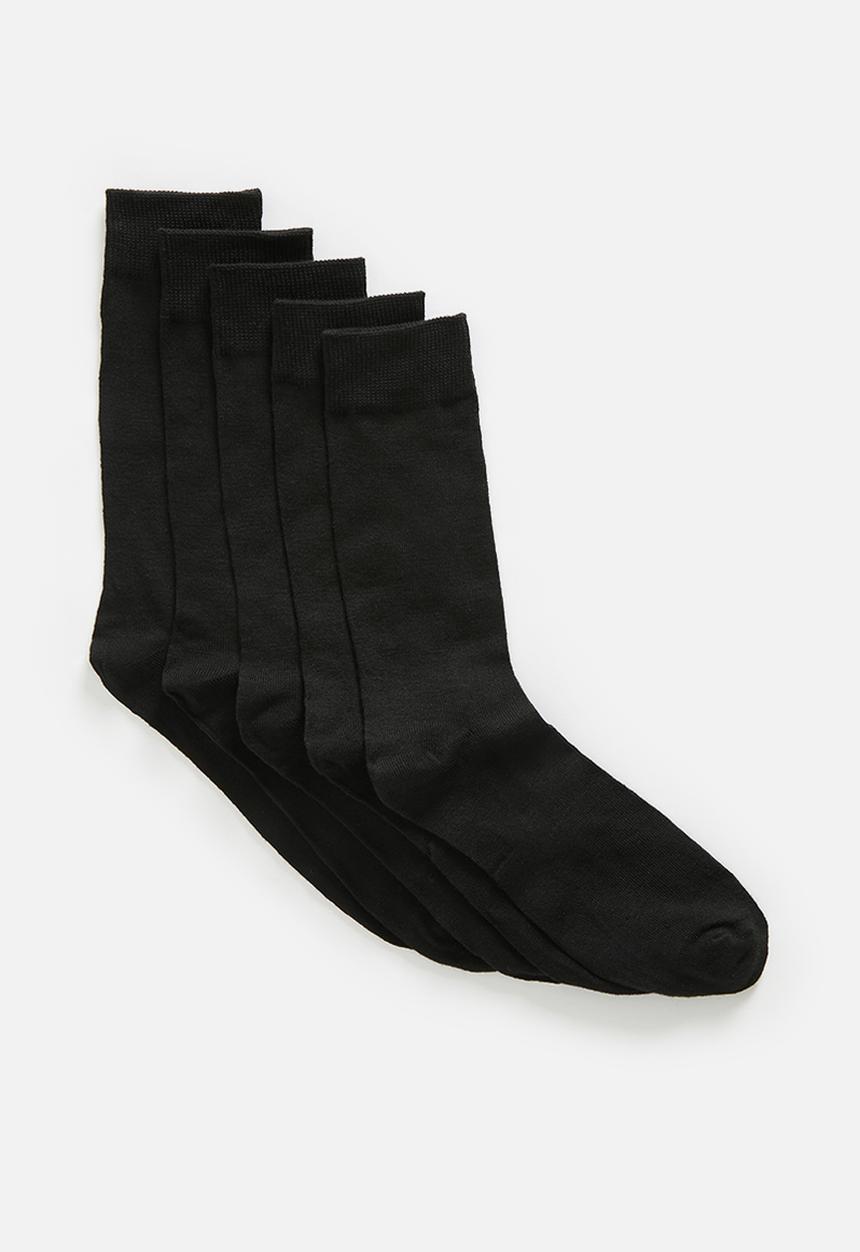 Brave Soul - 5 Pack Socks With Reinforced Heel And Toe - Black