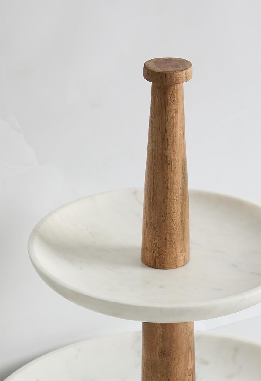 Sixth Floor - Marble 2 tier food stand - white