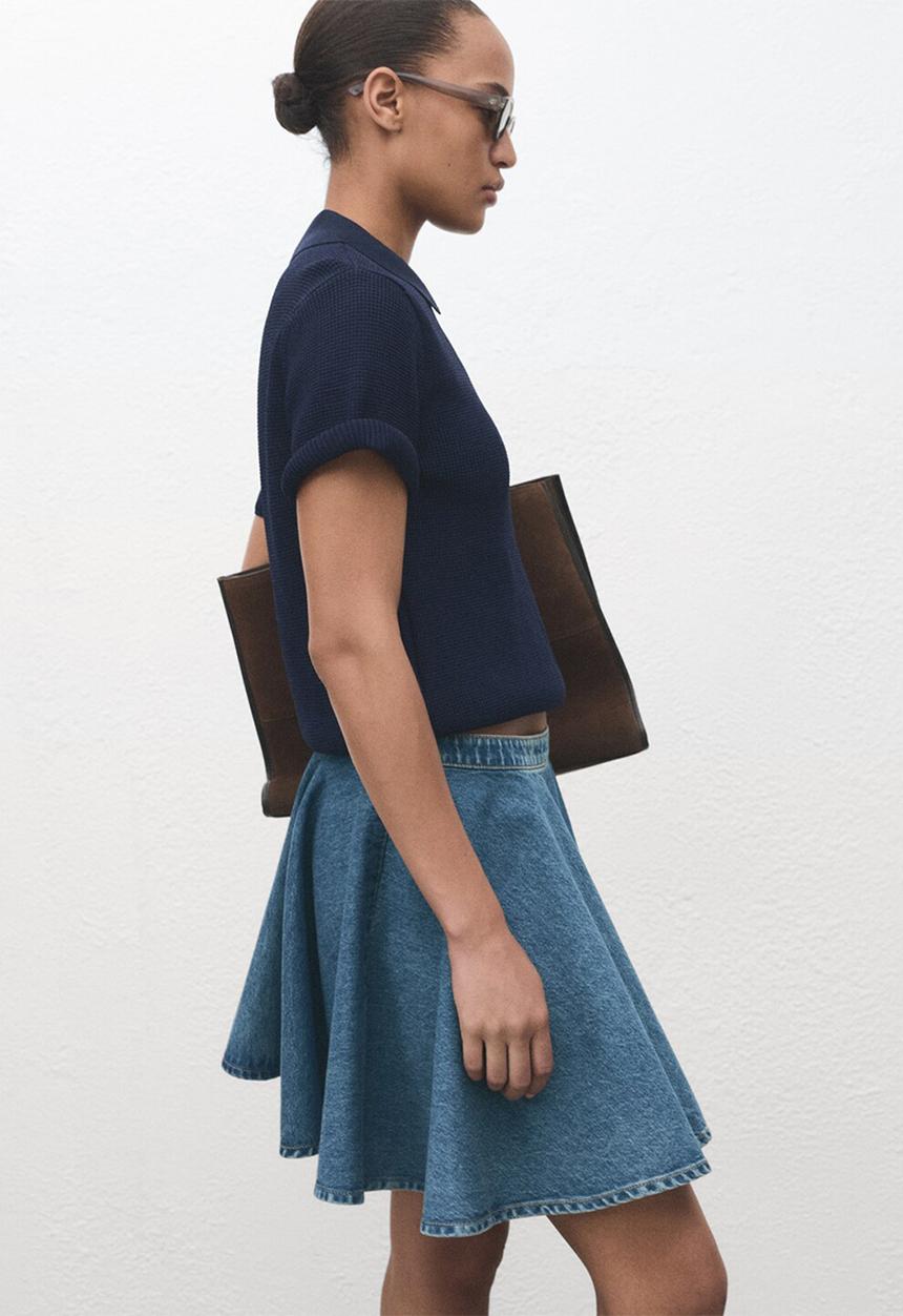 MANGO - Skirt danae -  open-blue