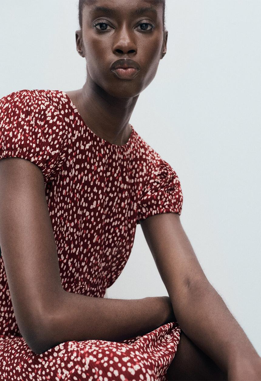 MANGO - Dress pomelo  -  dark red