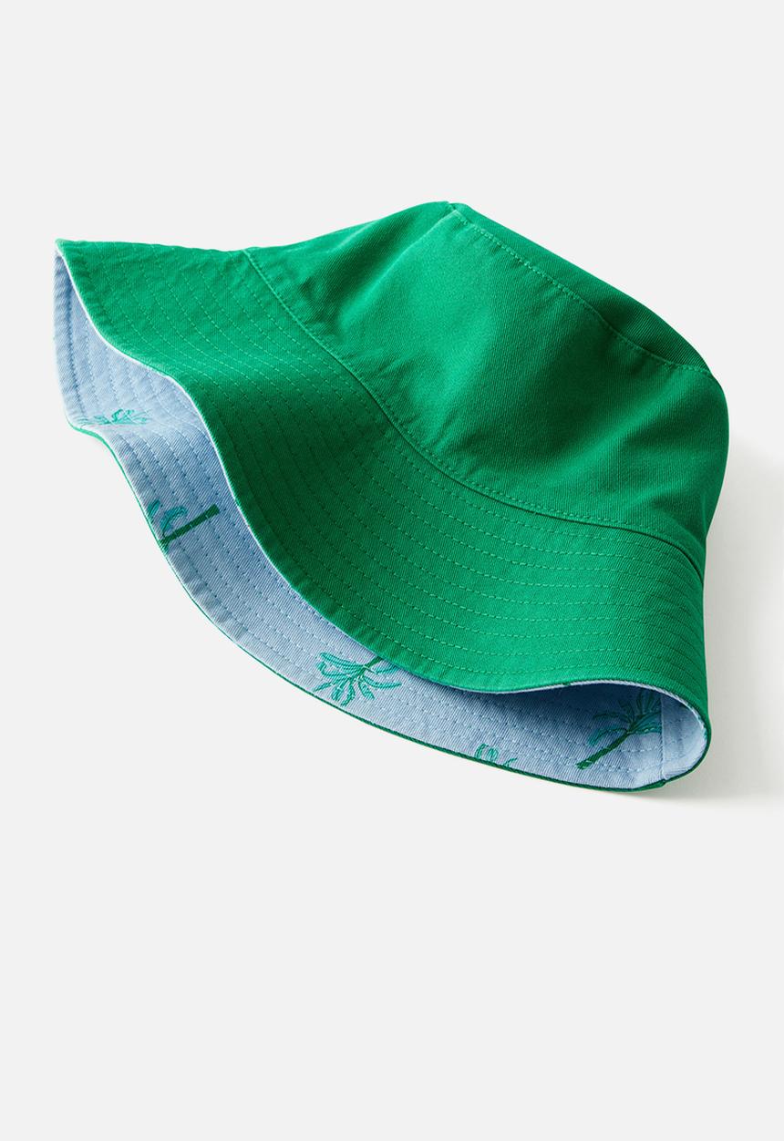 Cotton On - Kids reversible bucket hat - dawn blue palm/deep mint