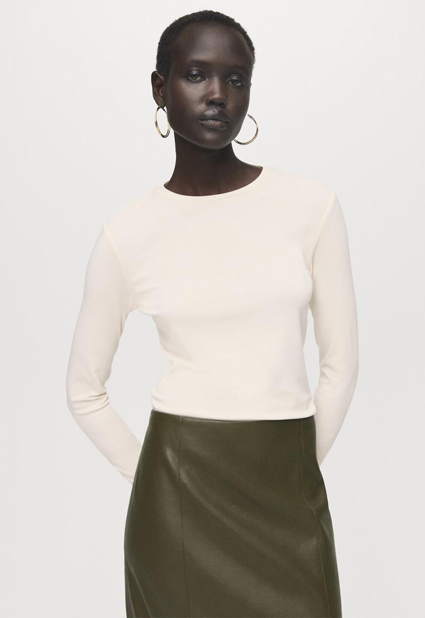 MANGO - Camiseta sita - light beige