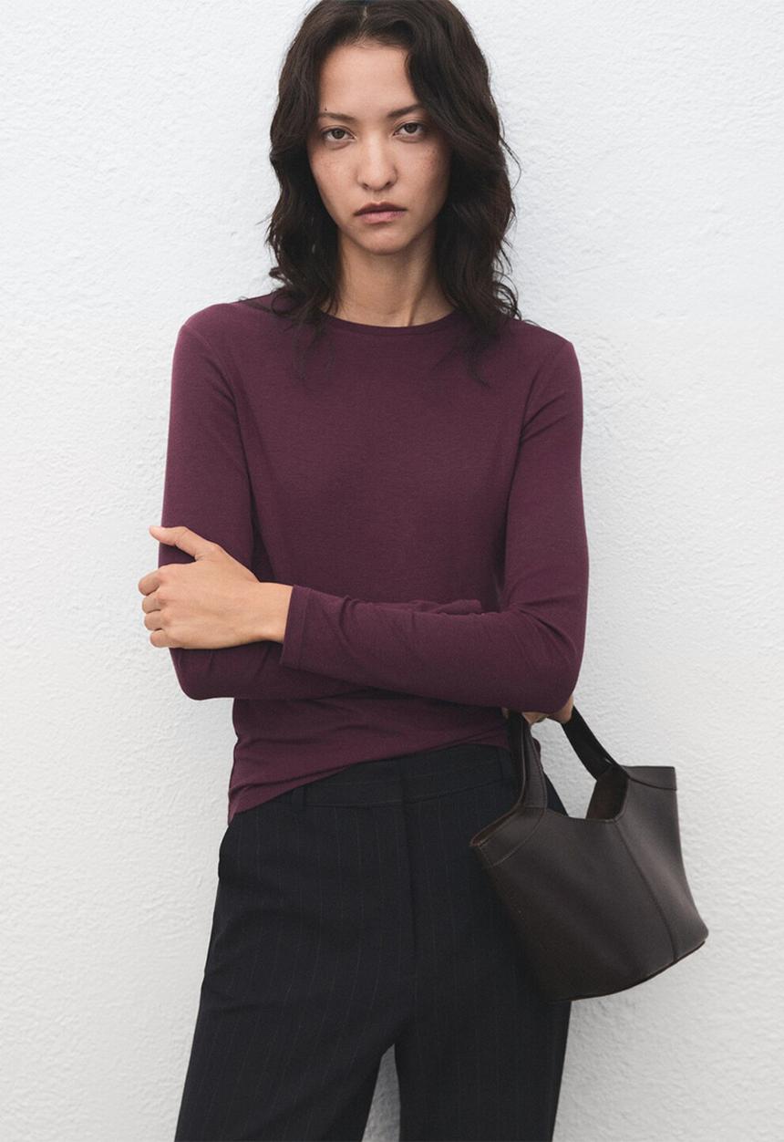 MANGO - T-shirt secondca - dark red