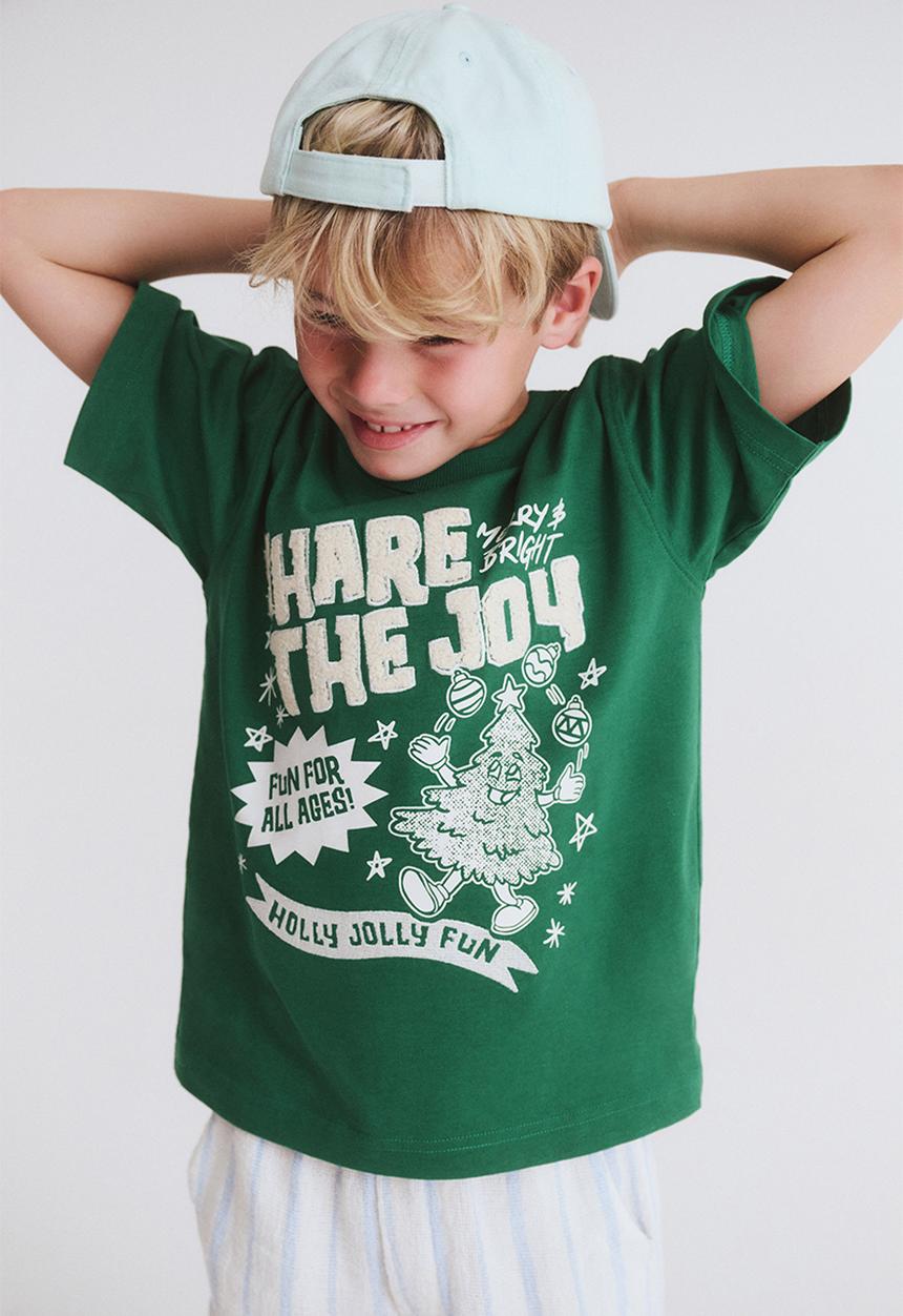 Cotton On - Jonny short sleeve graphic print tee - deep mint/share the joy