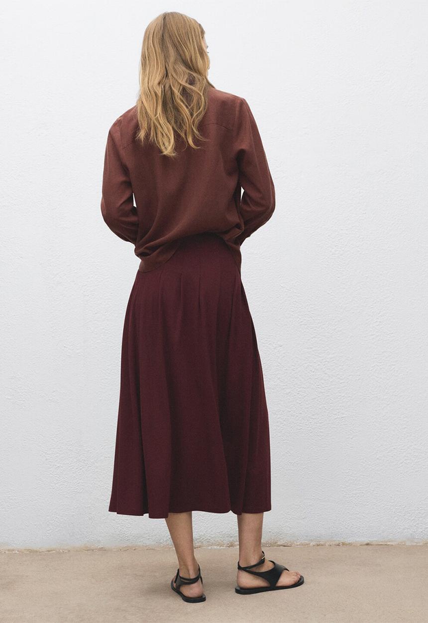 MANGO - Skirt tabla-h -  dark red