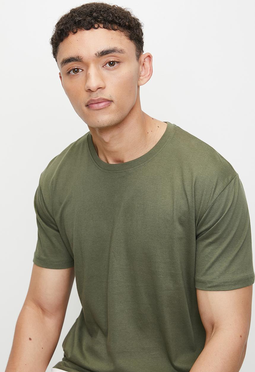 Brave Soul - Crew Neck T-shirt  - Light Khaki / Ecru Marl
