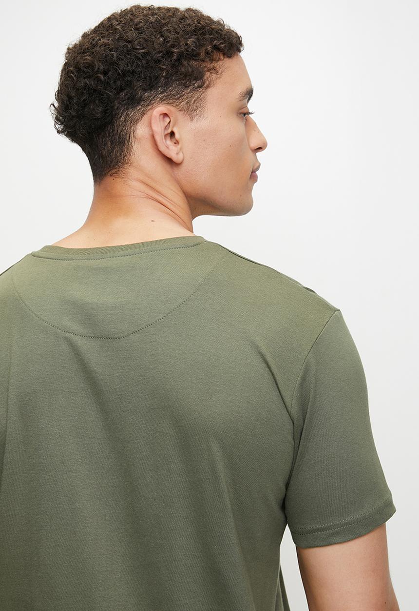 Brave Soul - Crew Neck T-shirt  - Light Khaki / Ecru Marl