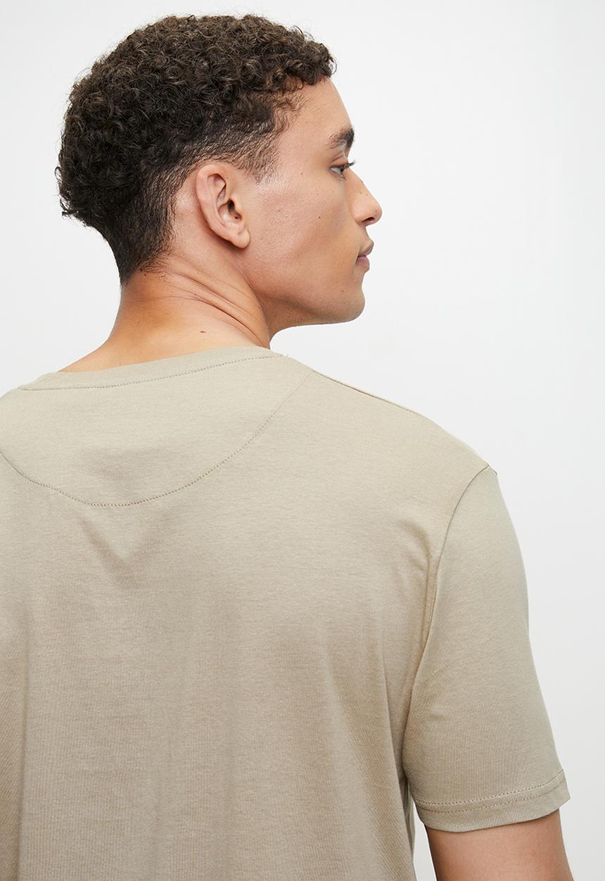 Brave Soul - Crew Neck T-shirt  - Mushroom & Light Khaki
