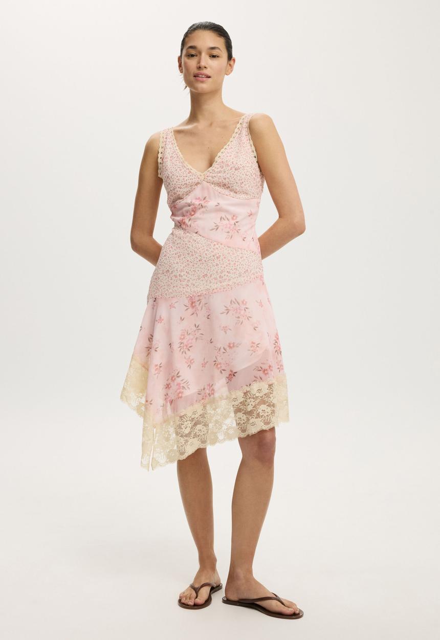 Cotton On - Spliced lace dress - pink print