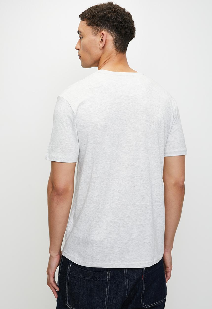 Brave Soul - Crew Neck T-shirt  - Ecru Marl & Rich Navy