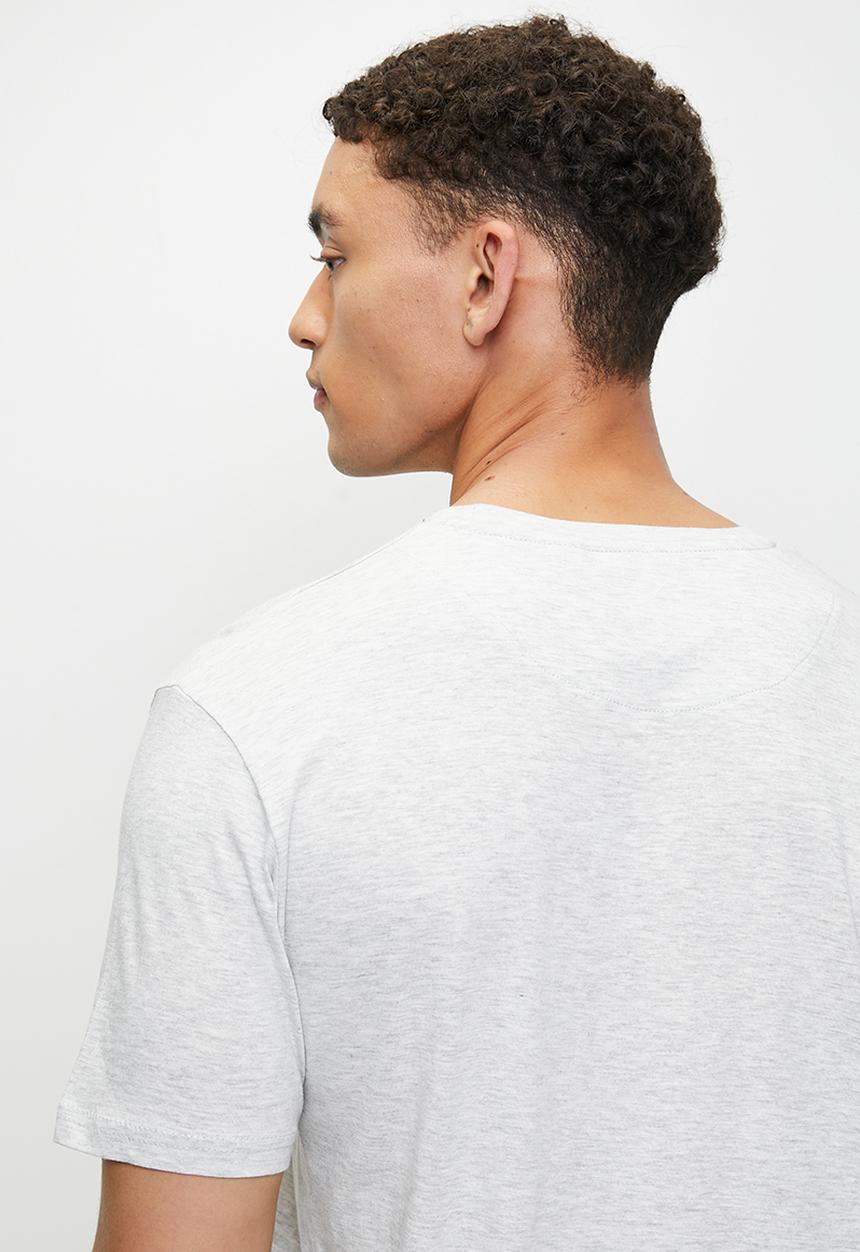 Brave Soul - Crew Neck T-shirt  - Ecru Marl & Rich Navy