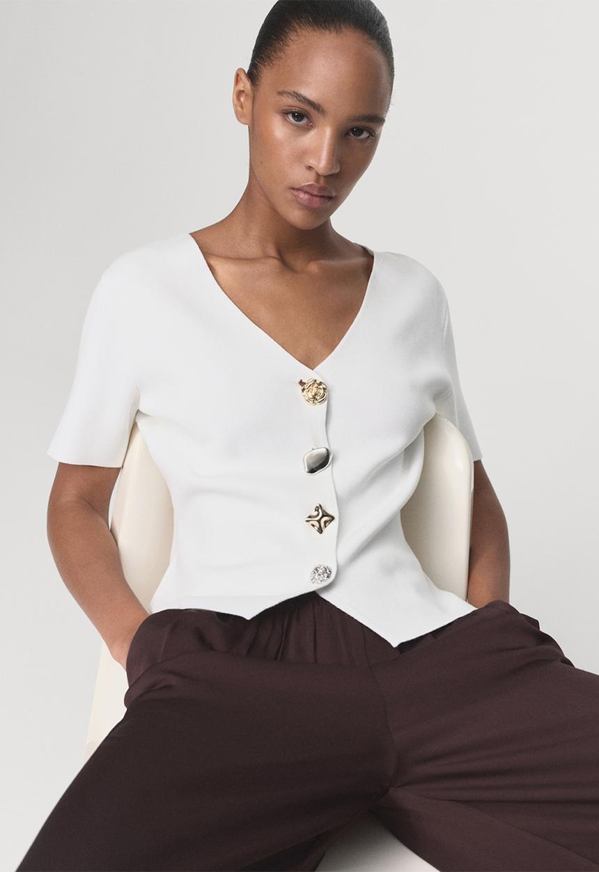 MANGO - Cardigan Dali - White