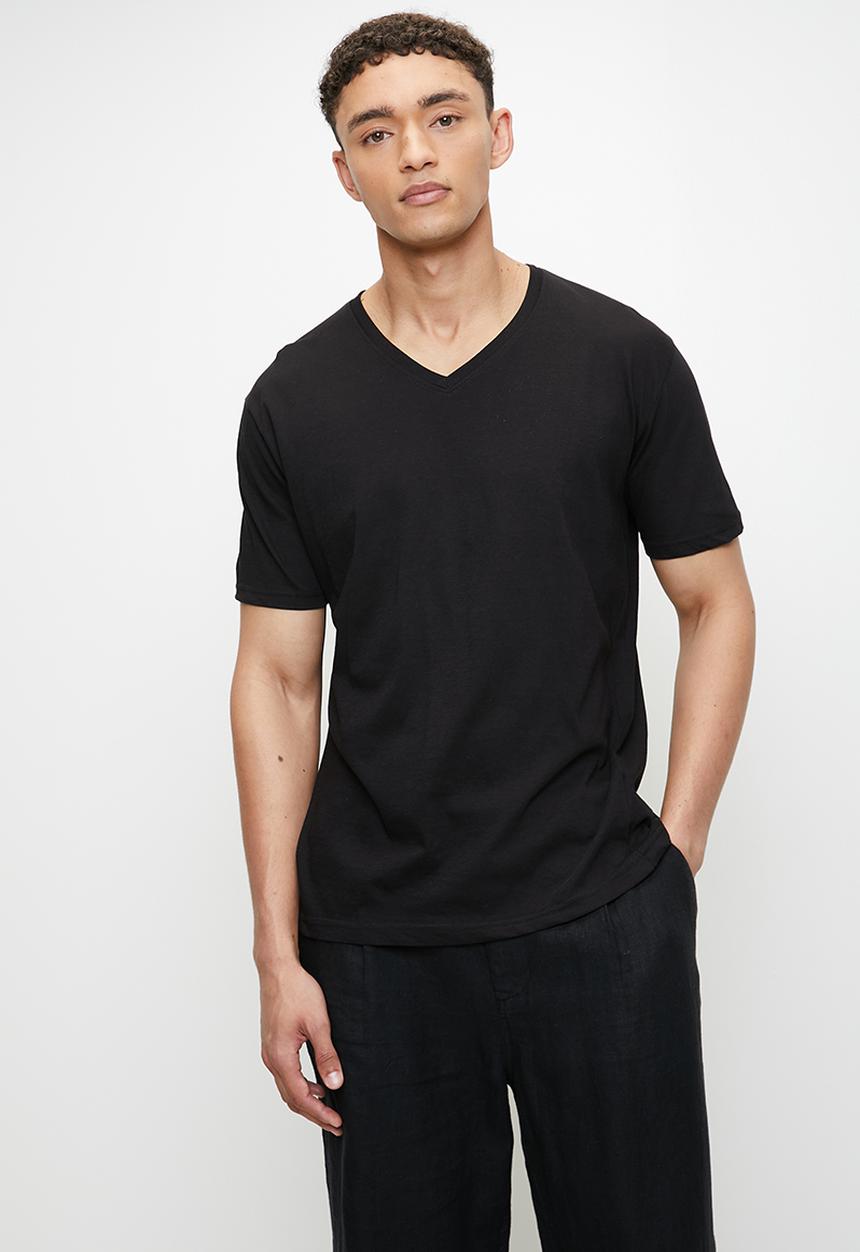 Brave Soul - V-Neck Short Sleeved T-Shirt - Jet Black