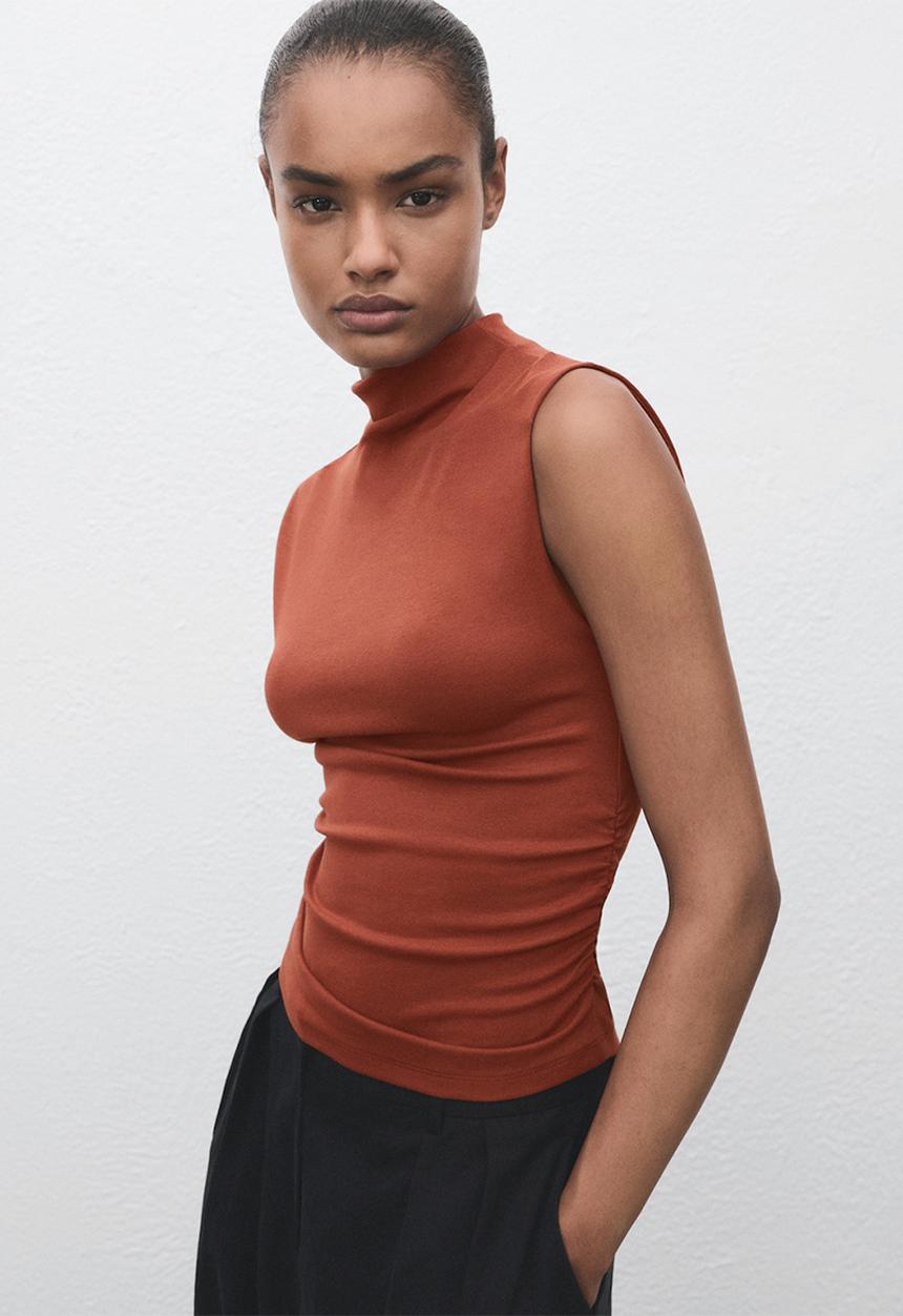 MANGO - T-shirt julia -  dark red