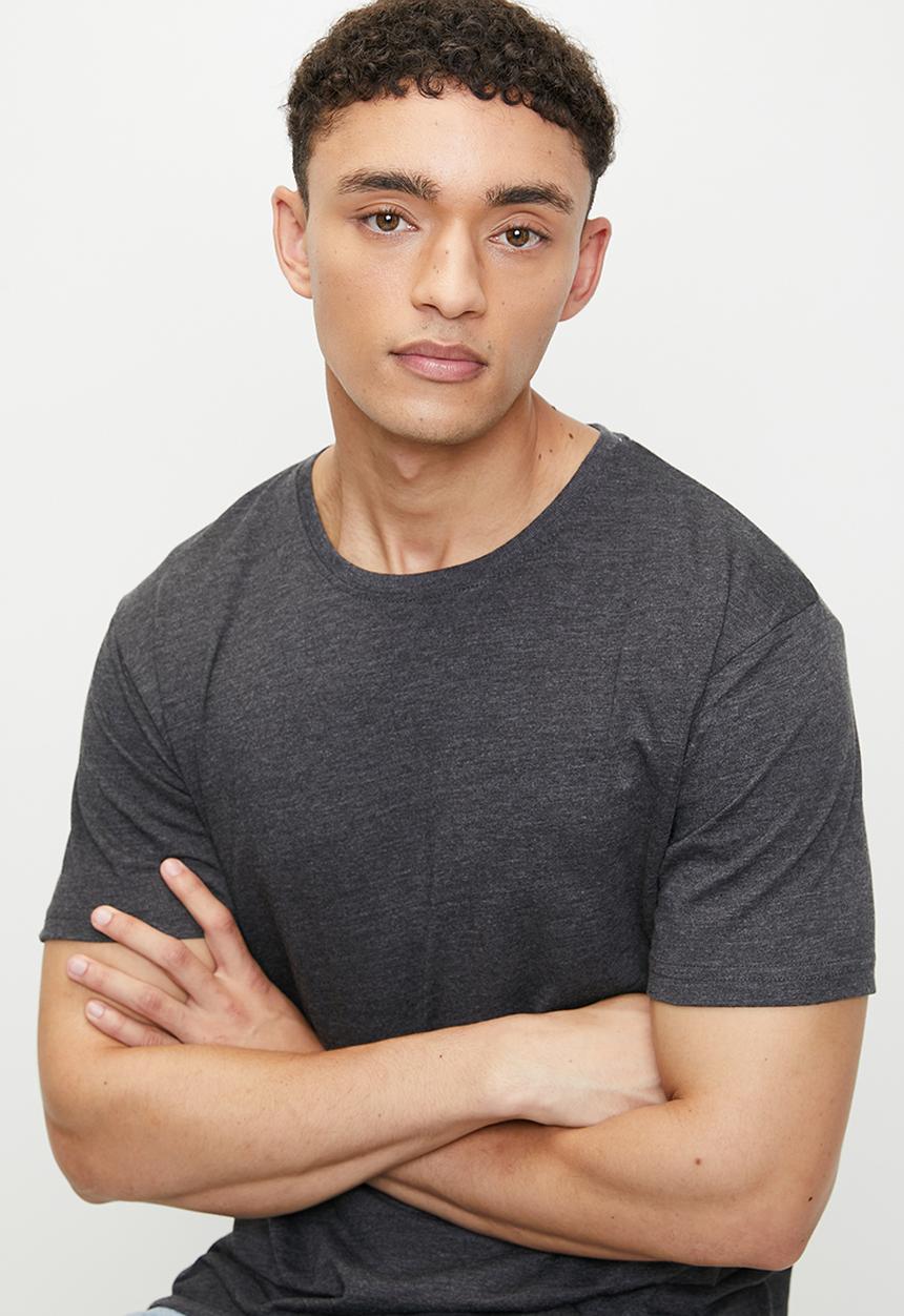 Brave Soul - Crew Neck Tshirt  - Dark Charcoal Marl / Light Grey Marl