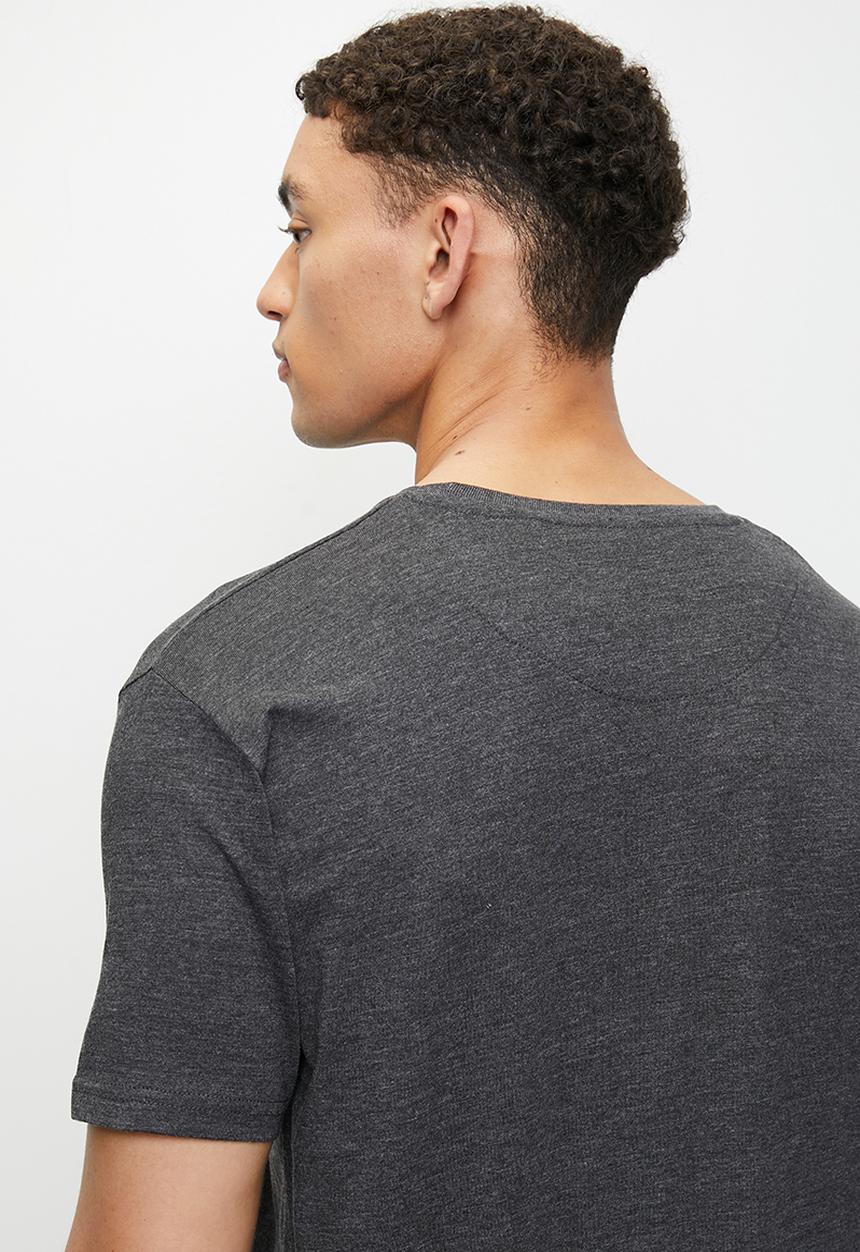 Brave Soul - Crew Neck Tshirt  - Dark Charcoal Marl / Light Grey Marl