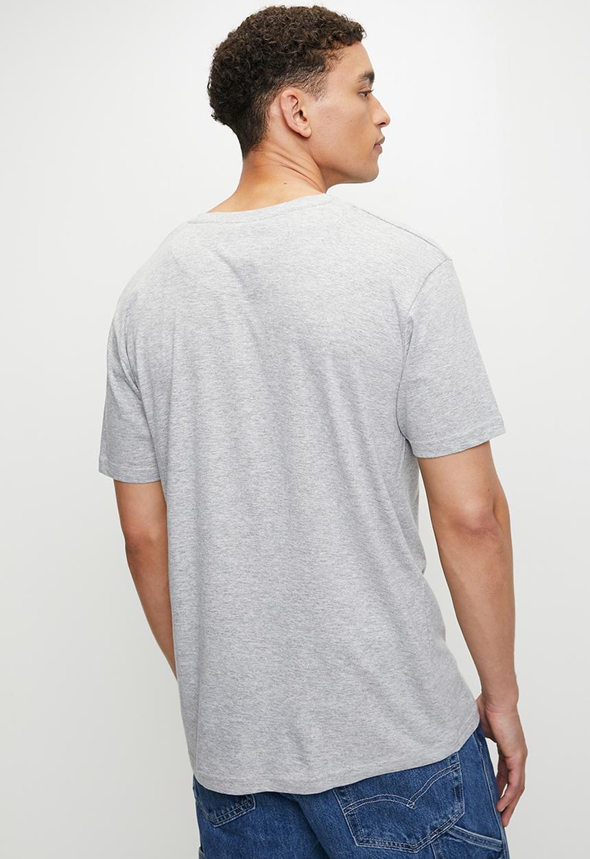 Brave Soul - V-Neck Short Sleeved T-shirt - Lt Grey Marl