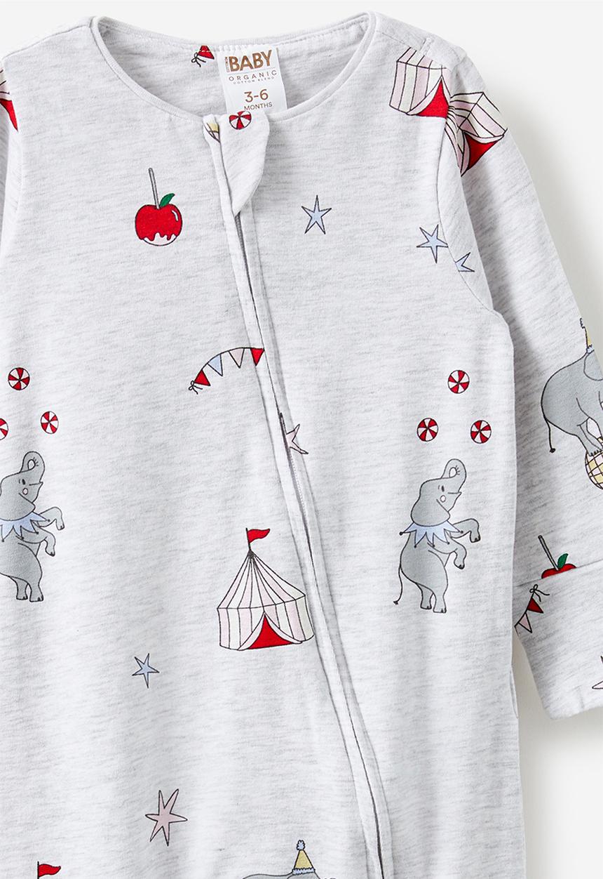 Cotton On - The long sleeve zip romper - snow marle/carnival friends