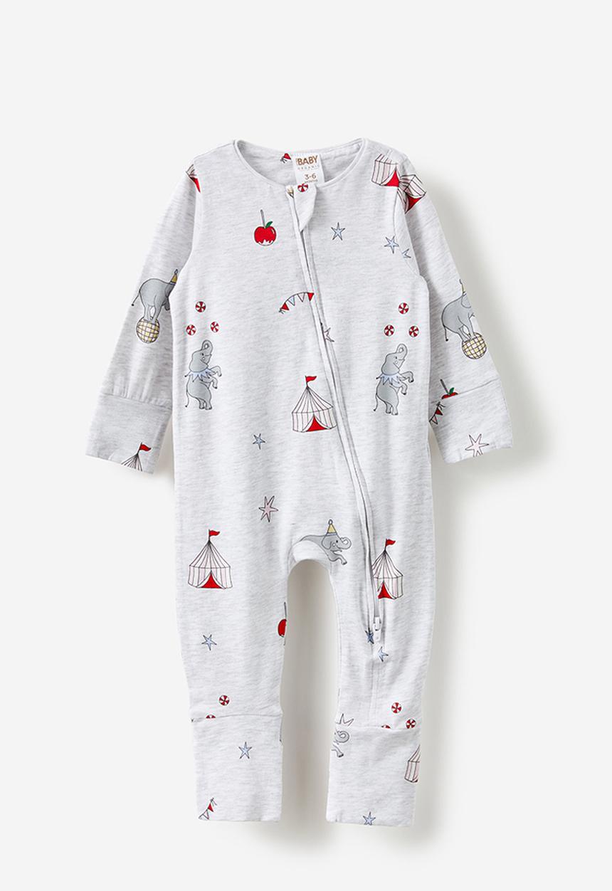 Cotton On - The long sleeve zip romper - snow marle/carnival friends
