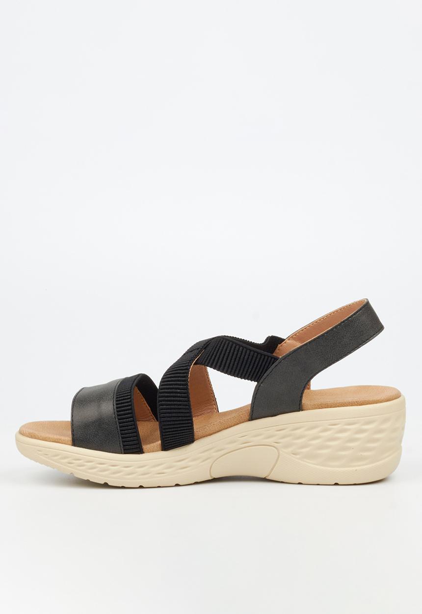Butterfly Feet - Crest 1 Open Toe Slingback - Black