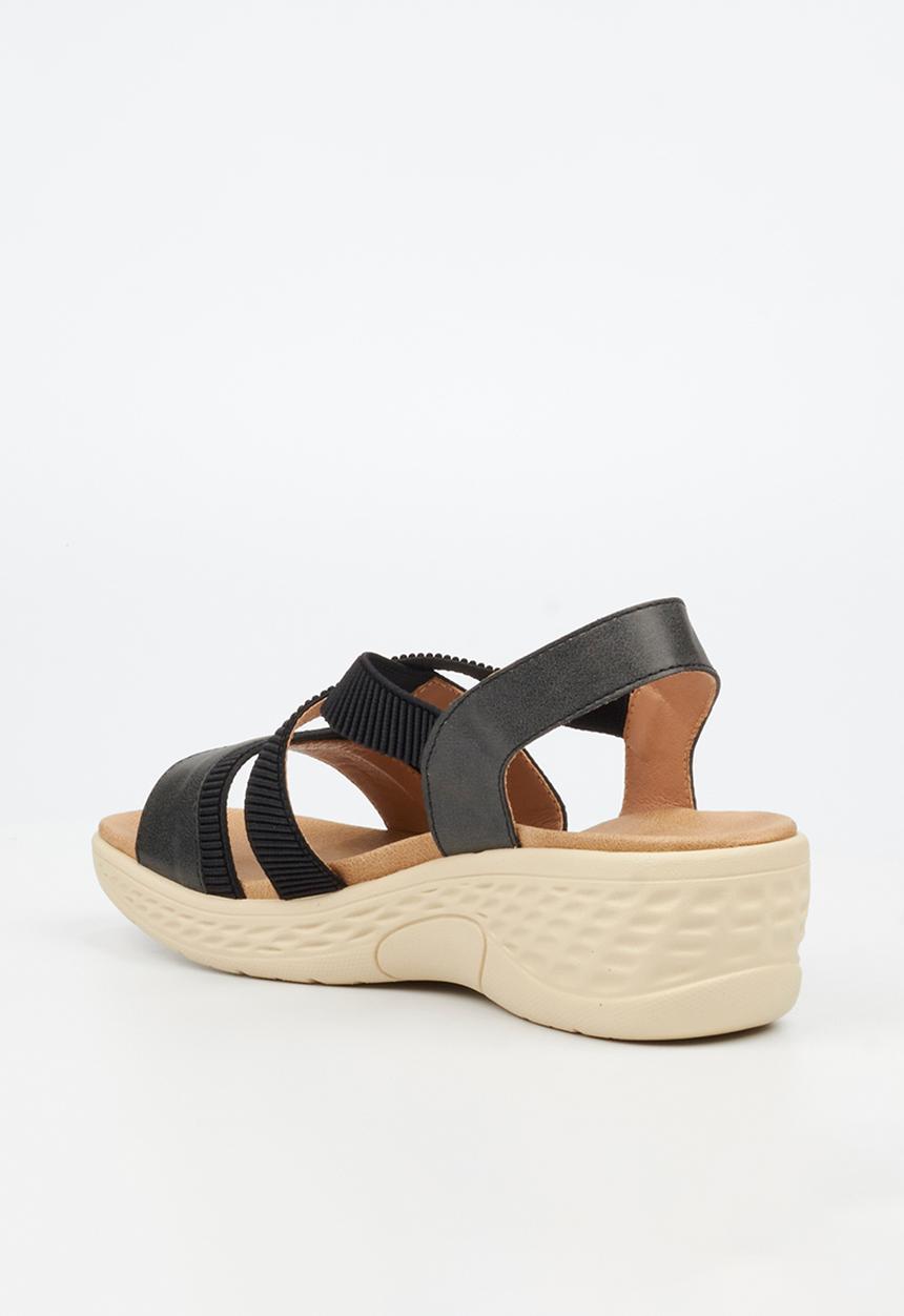 Butterfly Feet - Crest 1 Open Toe Slingback - Black